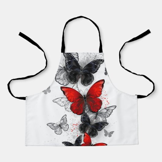 Tablier Papillons noirs et rouges volants (Recto)