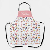 Tablier Papillons Rose Violet Nom Personnalisé (Recto)