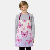 Tablier Papillons roses et motif de fleurs (Porté)