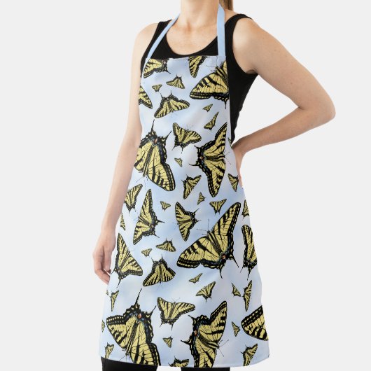 Tablier Papillons swallowtail jaunes motif ciel bleu (Insitu)