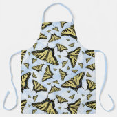 Tablier Papillons swallowtail jaunes motif ciel bleu (Recto)