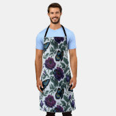 Tablier Papillons vintages à fleurs prune violette magenta (Porté)
