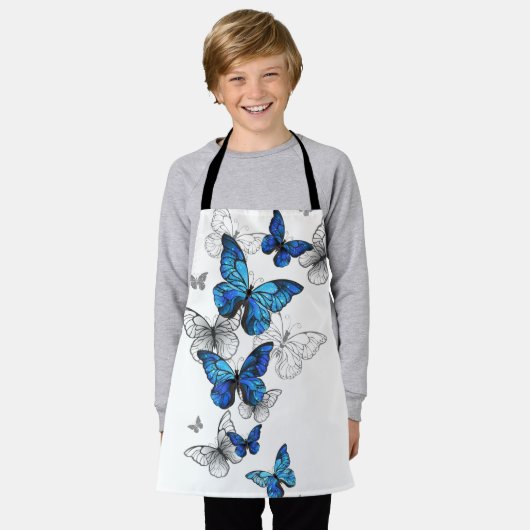 Tablier Papillons volants bleus Morpho (Porté)