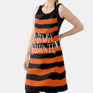 Tablier Pappy Halloween Typographie Orang & Black Stripes