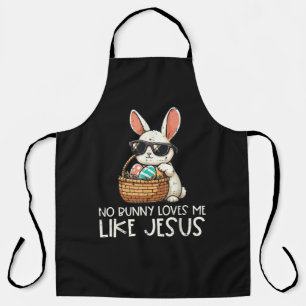 Tablier Pâques aucun lapin ne m'aime comme Jésus chrétien