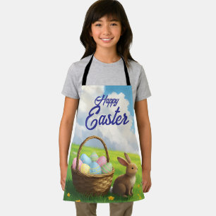 Tablier Pâques paisible Lapin de printemps et panier d'œuf