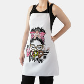 Tablier Pâques Une Mama Hoppy Messy Bun Maman Bunny Leopar (Insitu)