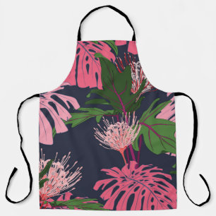 Tablier Paradis tropical : Feuilles et fleurs exotiques