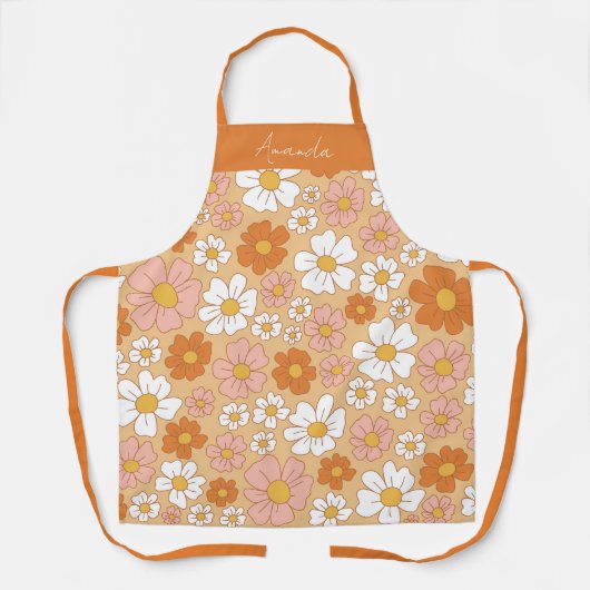 Tablier Parc floral orange et blanc (Recto)