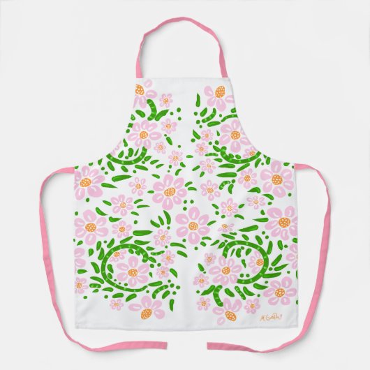 Tablier Parc floral rose printanier (Recto)