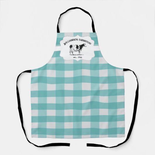 Tablier Parc turquoise de vaches de ferme de Buffalo Plaid (Recto)