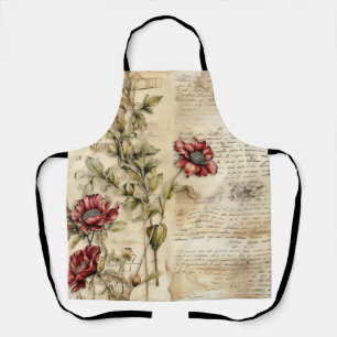 Tablier Parchemin Vintage avec Découpage Floral Élégant