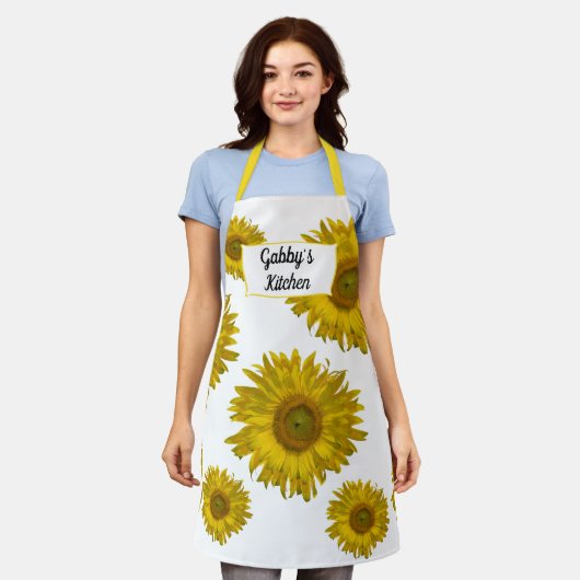 Tablier Parcours d'impression à parfum rayé jaune (Porté)