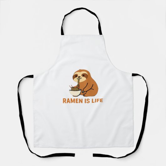 Tablier Paresseux mignon mangeant des ramen � Conception a (Recto)