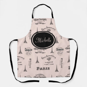 Tablier Paris Étiquette French Pink Personnalisé Apron