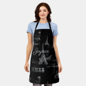 Tablier Paris Joyeux Noel Christmas Black Apron (Porté)