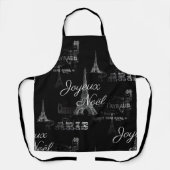 Tablier Paris Joyeux Noel Christmas Black Apron (Recto)