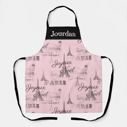Tablier Paris Joyeux Noel Espace de Noël rose personnel (Recto)