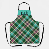 Tablier Paris tablette turquoise et rose (Recto)