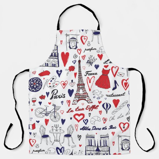 Tablier Paris vintage : Motif de ligne de voyage (Recto)