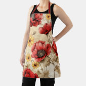 Tablier Parleur unique de tournesols et de pavots rouges (Insitu)