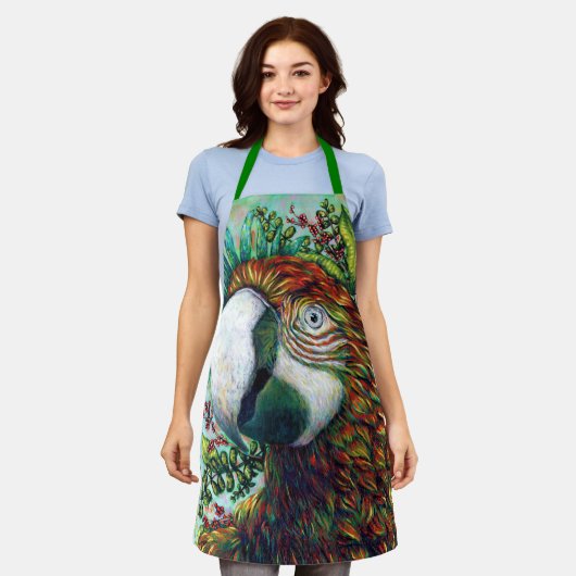 Tablier Parrot floral vert amusant Cool Apron (Porté)