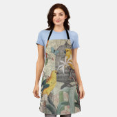 Tablier Parrot Jaune Tropical Antique Fleur (Porté)