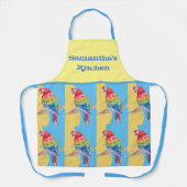 Tablier Parrot Macaw Pastel Oiseau Bleu Anniversaire Fille (Recto)