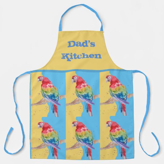 Tablier Parrot Macaw Pastel Oiseau bleu Hommes d'anniversa (Recto)