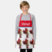 Tablier Parrot rouge Macaw Colorful Blue Kids garçons Nom (Porté)