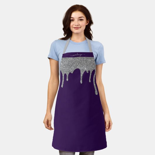 Tablier Parties scintillant à étincelles en argent violet (Porté)