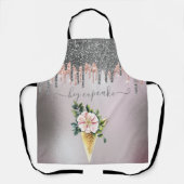 Tablier Parties scintillant argent gouttes sucreries crème (Recto)