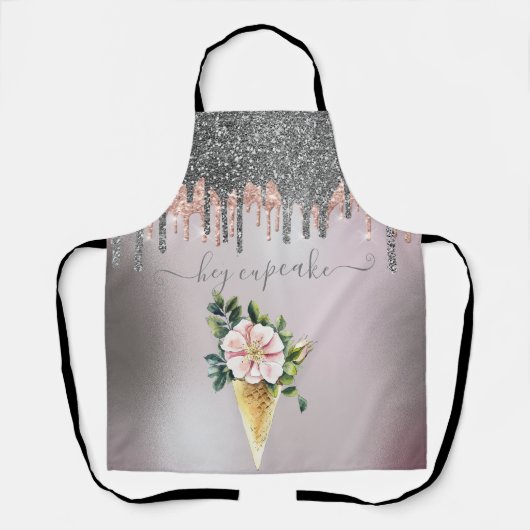 Tablier Parties scintillant argent gouttes sucreries crème (Recto)