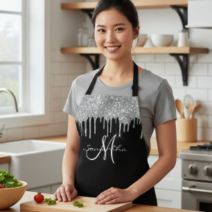 Tablier Parties scintillant Argent Lecteurs Métallique Esp