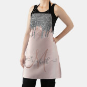 Tablier Parties scintillant argent moderne  Rose Monogramm (Insitu)