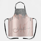 Tablier Parties scintillant argent moderne  Rose Monogramm (Recto)