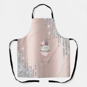 Tablier Parties scintillant argent Rose Monogramme  Cupcak (Recto)