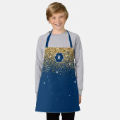Tablier Parties scintillant bleue et or Monogramme d'hexag (Porté)