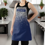 Tablier Parties scintillant bleue Silver Navy Girl Monogra<br><div class="desc">Argent et marine Parties scintillant étincelante bleue broyée Monogramme en métal brossé Nom Apron. Cela rend le cadeau parfait pour 16 ans,  mariage,  douche nuptiale,  anniversaire,  baby shower ou bachelorette pour quelqu'un qui aime le luxe glam et les styles chic.</div>