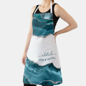 Tablier Parties scintillant d'argent bleu Art moderne Aqua (Insitu)