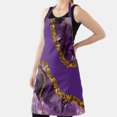 Tablier Parties scintillant de la géode d'âge violet et or (Insitu)