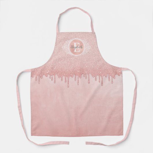 Tablier Parties scintillant de séchage Monogramme Rose Gol (Recto)