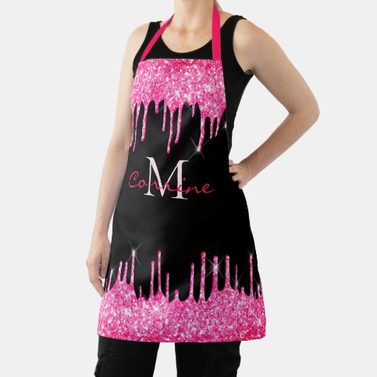 Tablier Parties scintillant de séchage rose chaud Monogram (Insitu)