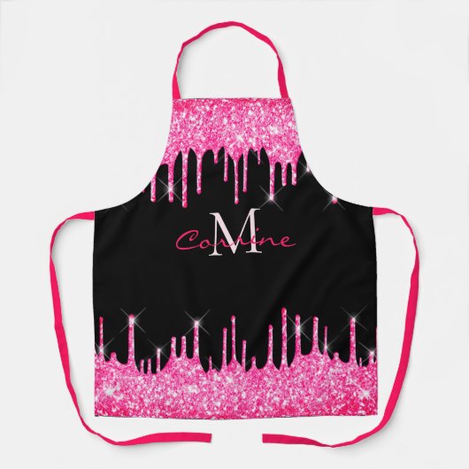 Tablier Parties scintillant de séchage rose chaud Monogram (Recto)