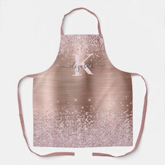 Tablier Parties scintillant diamant or Rose chic Monogramm (Recto)