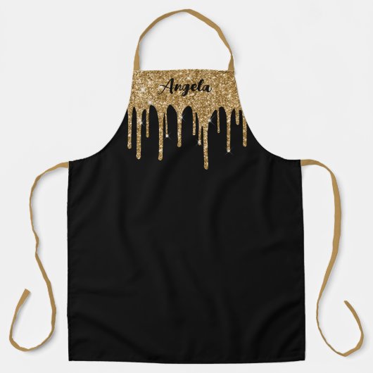 Tablier Parties scintillant d'or à couler Personnalisé noi (Recto)