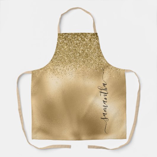 Tablier Parties scintillant d'or Métallique manuscrite Nom (Recto)