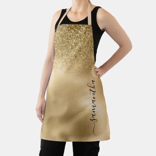 Tablier Parties scintillant d'or Métallique manuscrite Nom (Insitu)