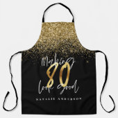 Tablier Parties scintillant d'or noir moderne 80e annivers (Recto)