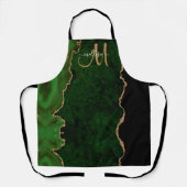 Tablier Parties scintillant d'or vert chic Agate Monogramm (Recto)